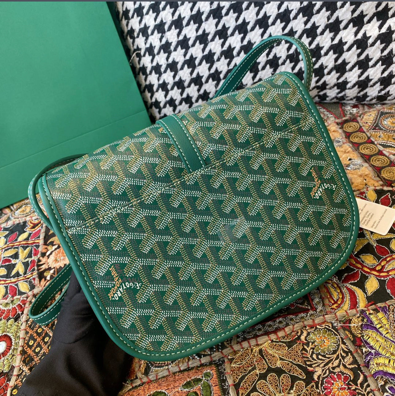 Sac Belvédère green leather