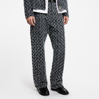 Pantalon droit à Monogram floqué en denim