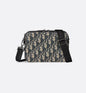 Pochette zippée à bandoulière Toile jacquard Dior Oblique noir