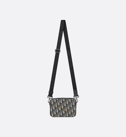 Pochette zippée à bandoulière Noir et Beige