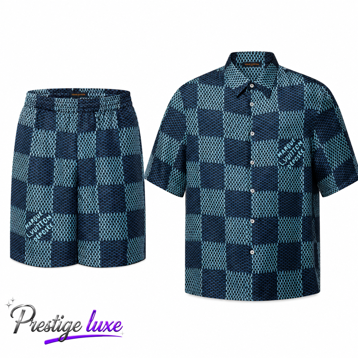 Ensemble LV monogramme bleu gris foncé