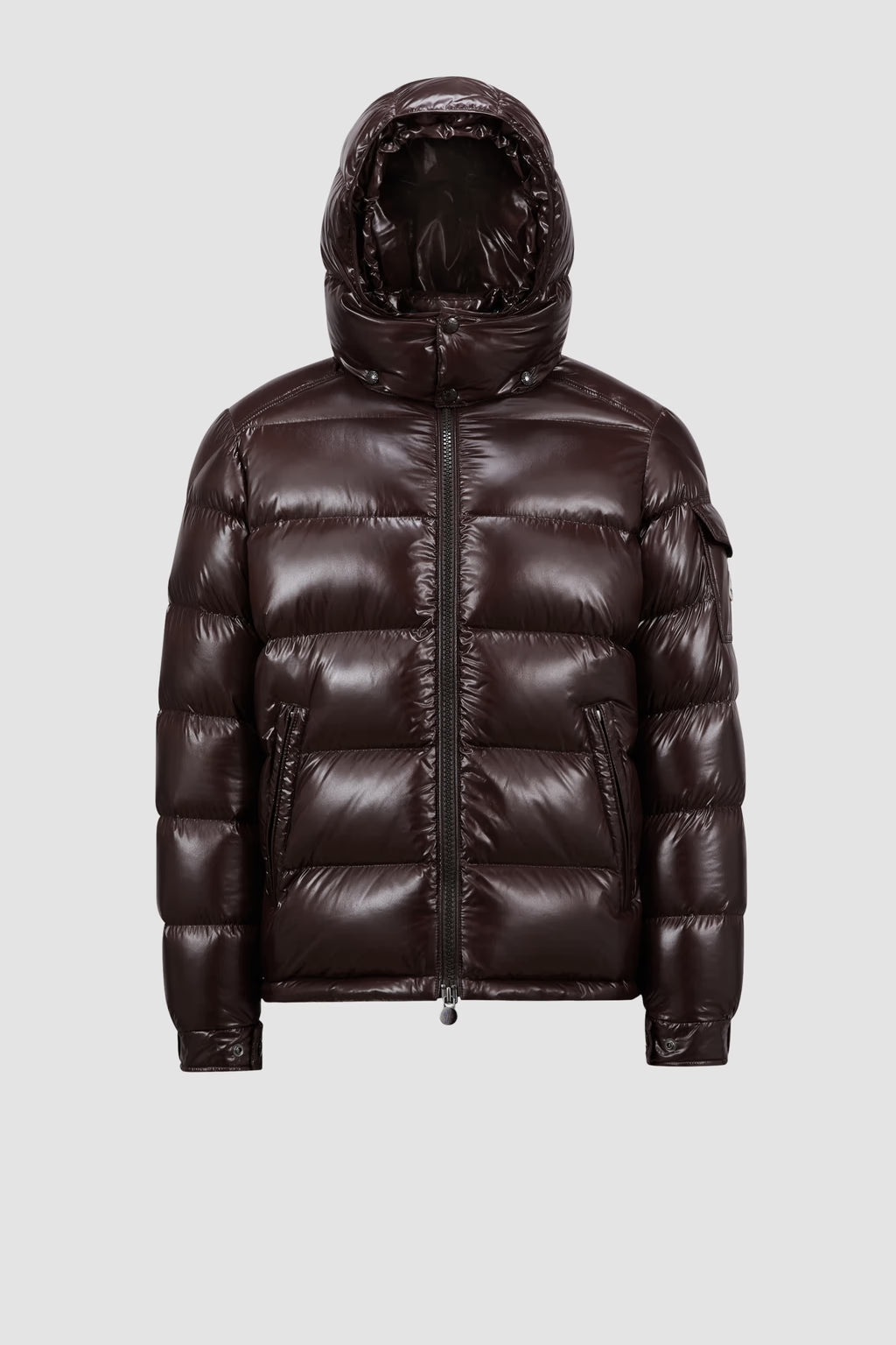 Doudoune courte à capuche Moncler Maya Maron foncé