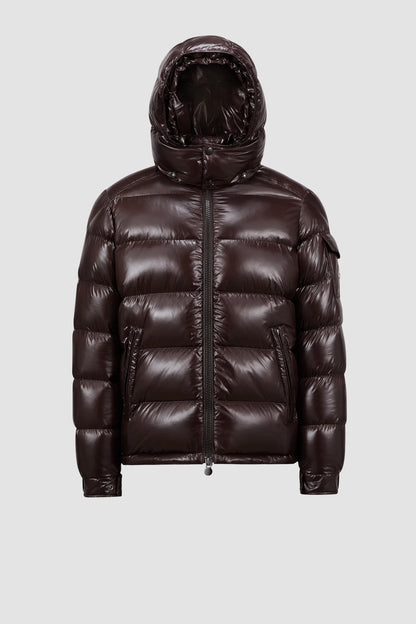 Doudoune courte à capuche Moncler Maya Maron foncé